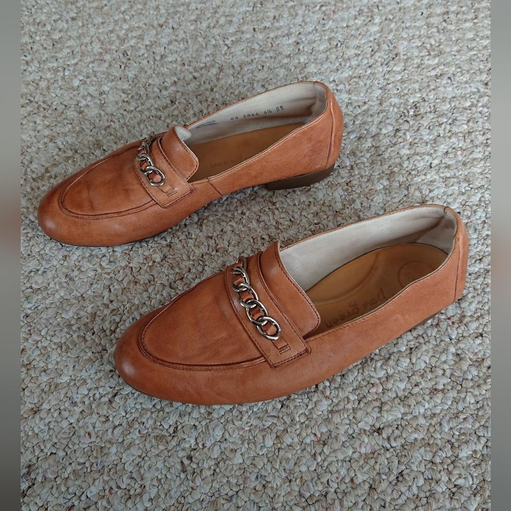 Paul Green Brown Leather classic Loafers with Chain Detail size 7 - Picture 4 of 12